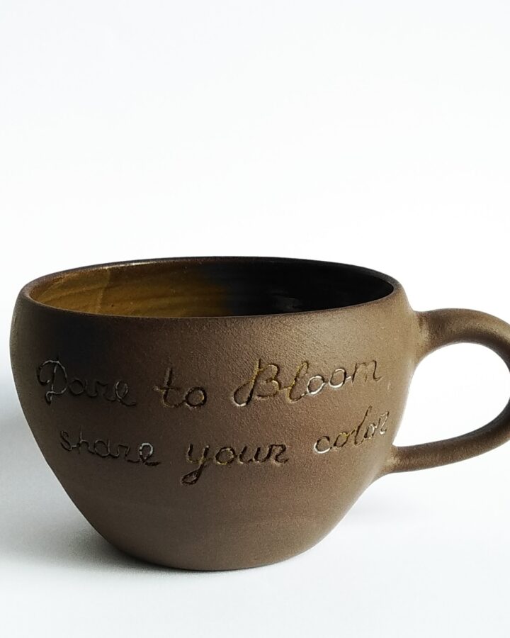 Dare to Bloom Rustic Clay Mug