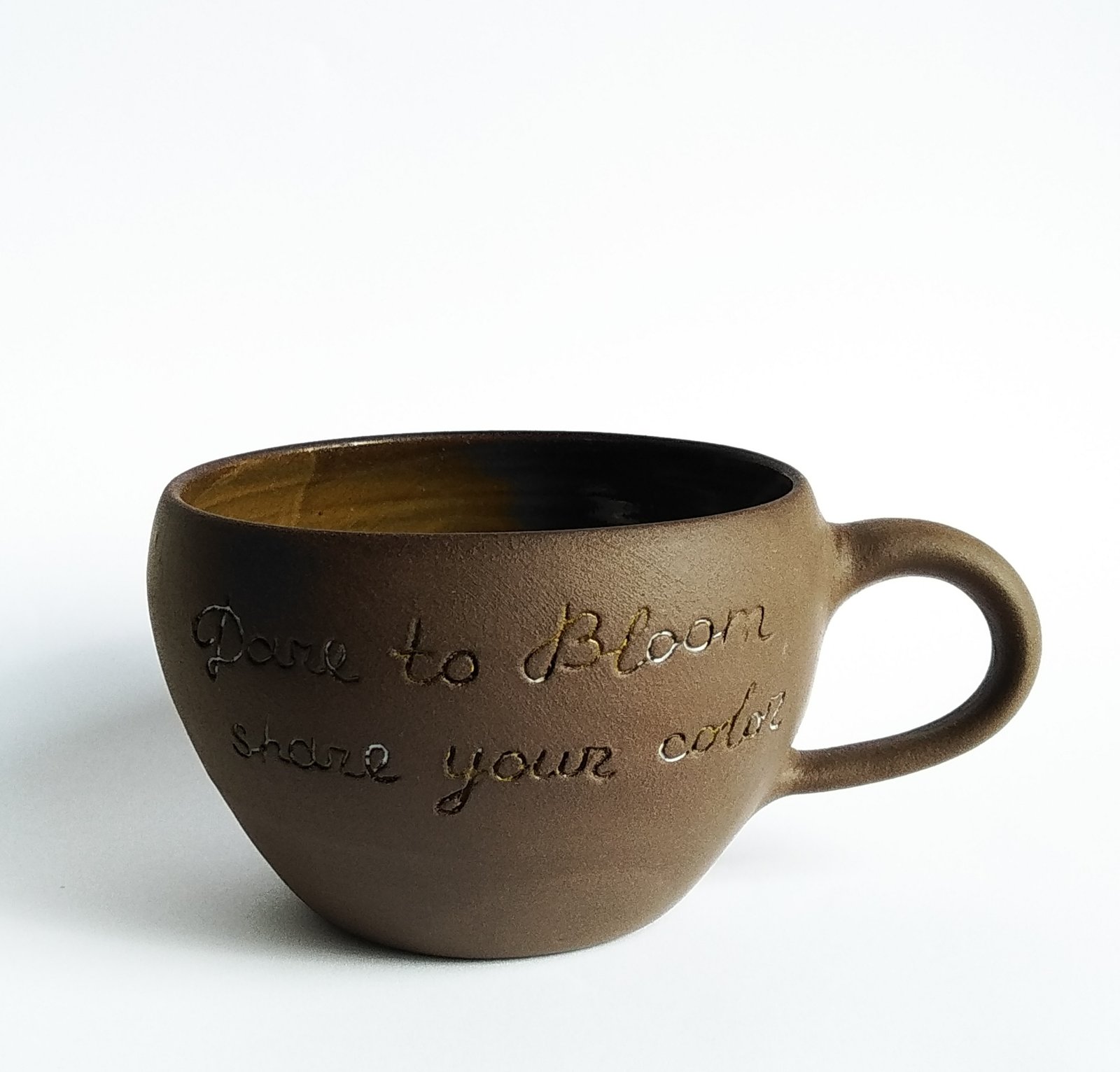 Dare to Bloom Rustic Clay Mug