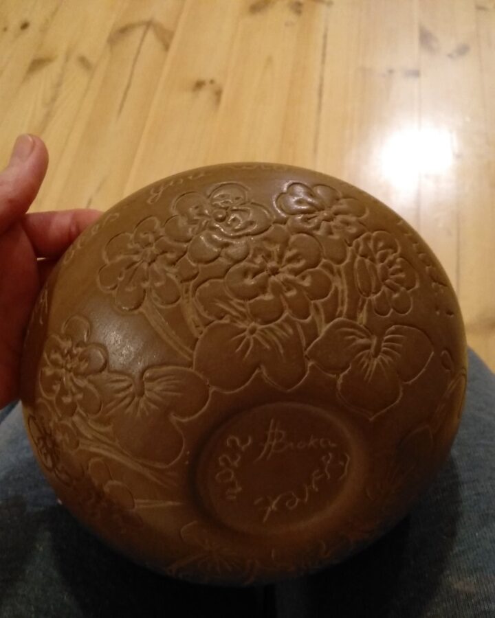 Floral Carved Earth Bowl
