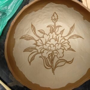 Floral Carved Clay Bowl