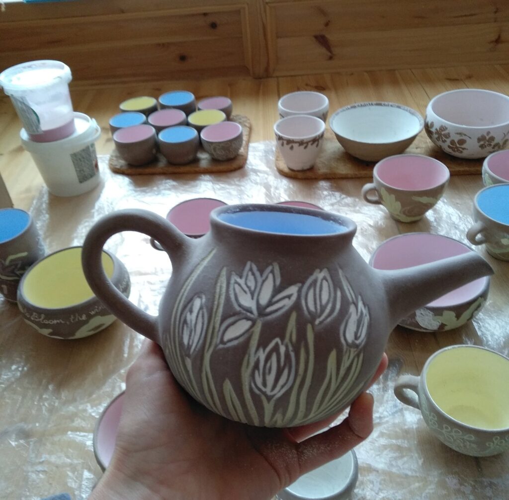 Spring Morning Hand-Painted Teapot
