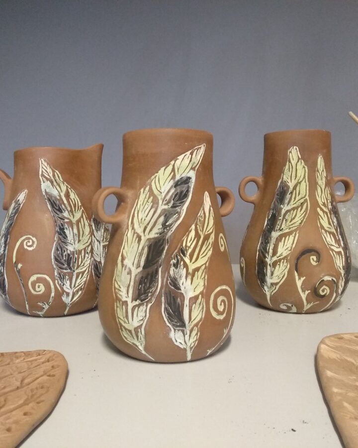 Whispering Feathers Earthen Vase