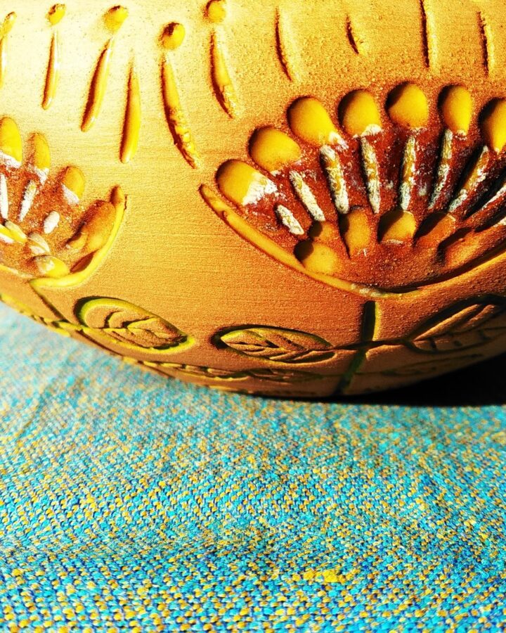 Sunny Bloom Terracotta Bowl