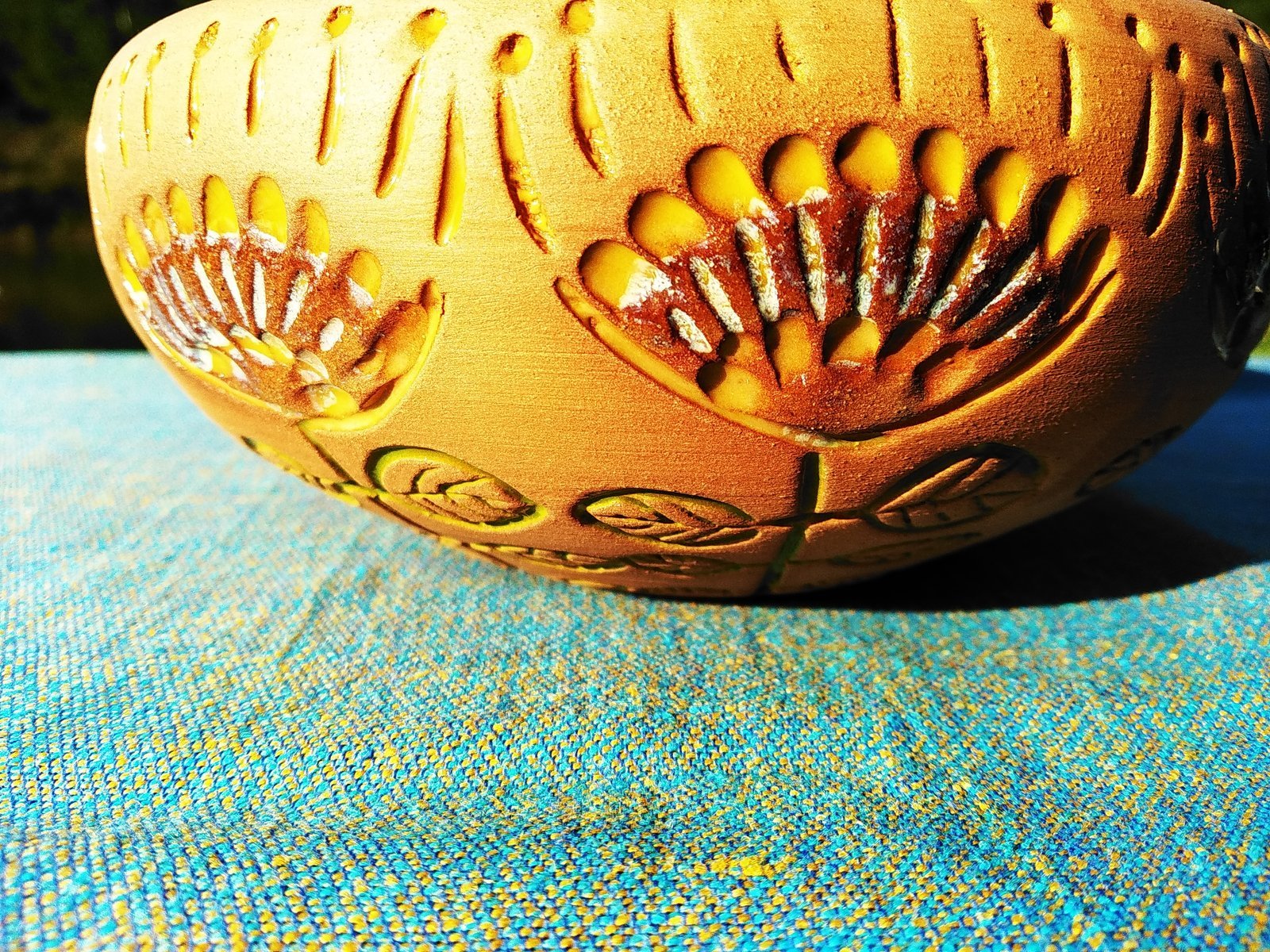 Sunny Bloom Terracotta Bowl
