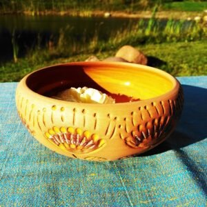Artisan Sun-Carved Terracotta Bowl