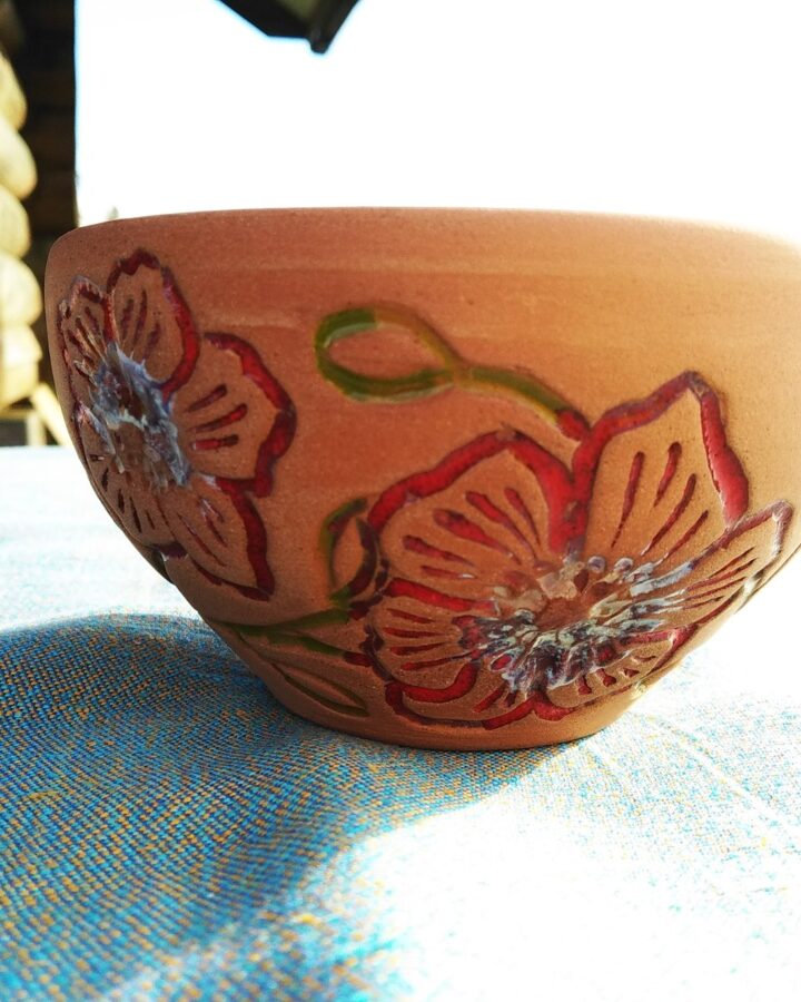 Earthen Bloom Carved Bowl