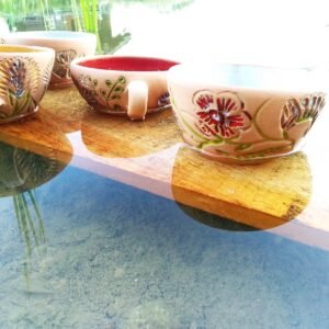 Poppy Blossom Handled Clay Mug