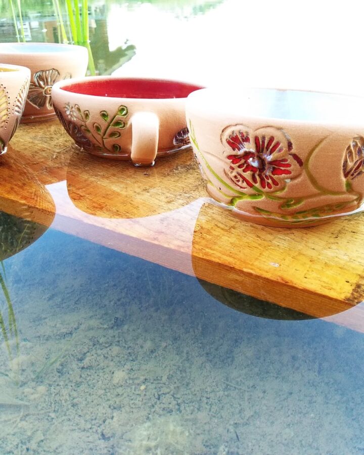 Poppy Blossom Handled Clay Mug