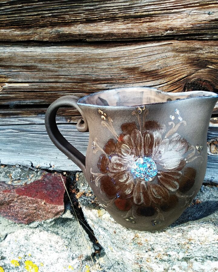 Rustic Midnight Bloom Pitcher