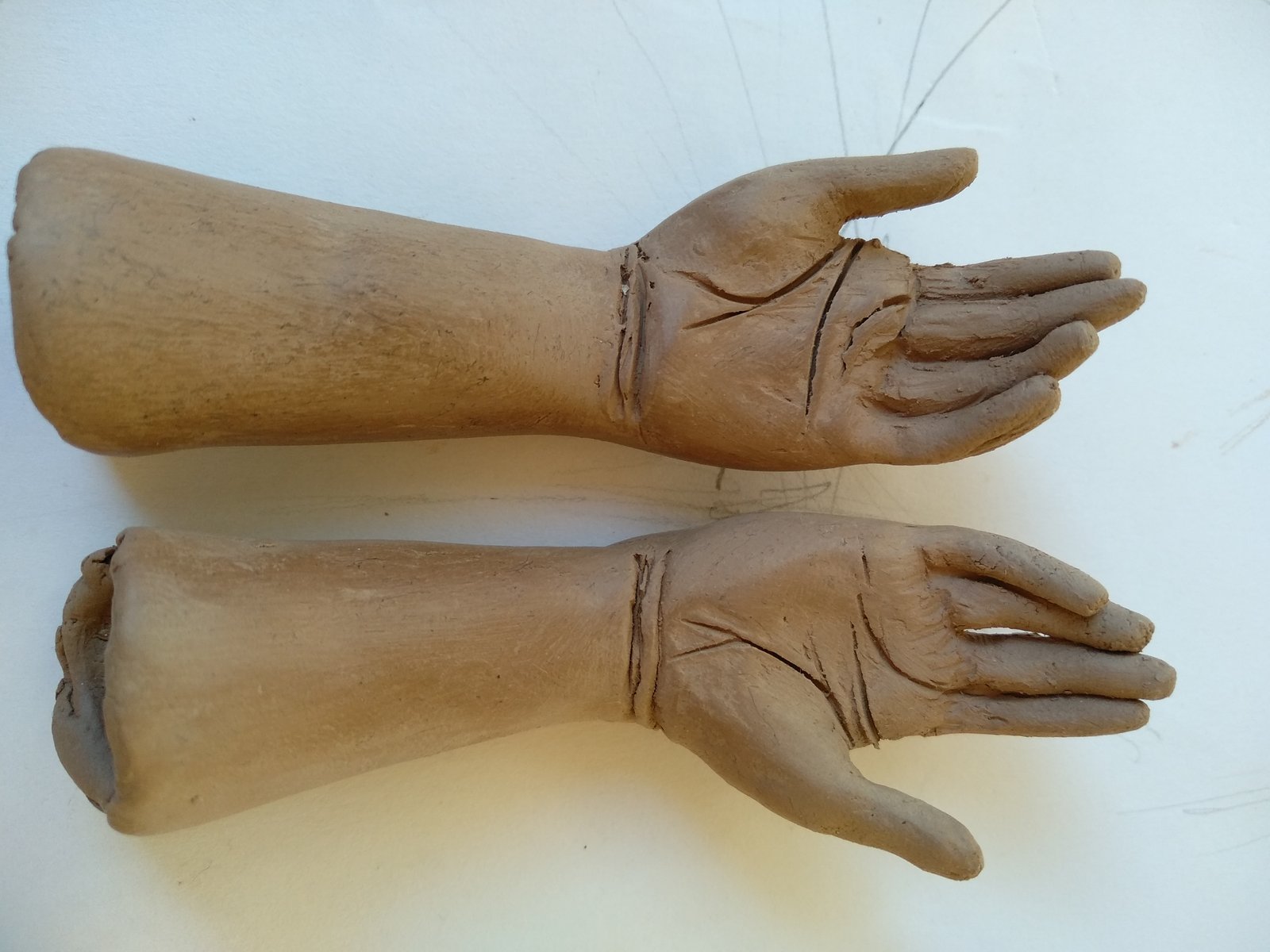 The Giving Hands Clay Sculpture Pair