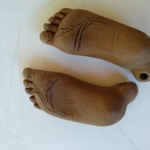 Terra Cotta Foot Whistle Pair