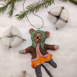 Whimsical Winter Mouse Figurine