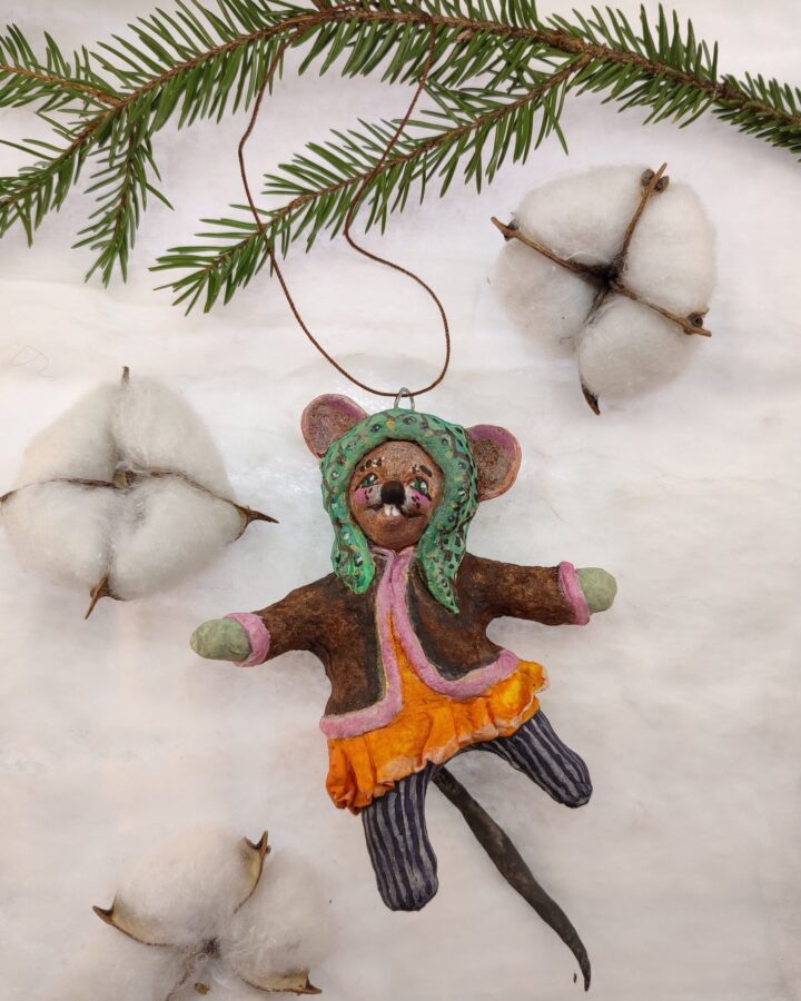 Whimsical Winter Mouse Figurine