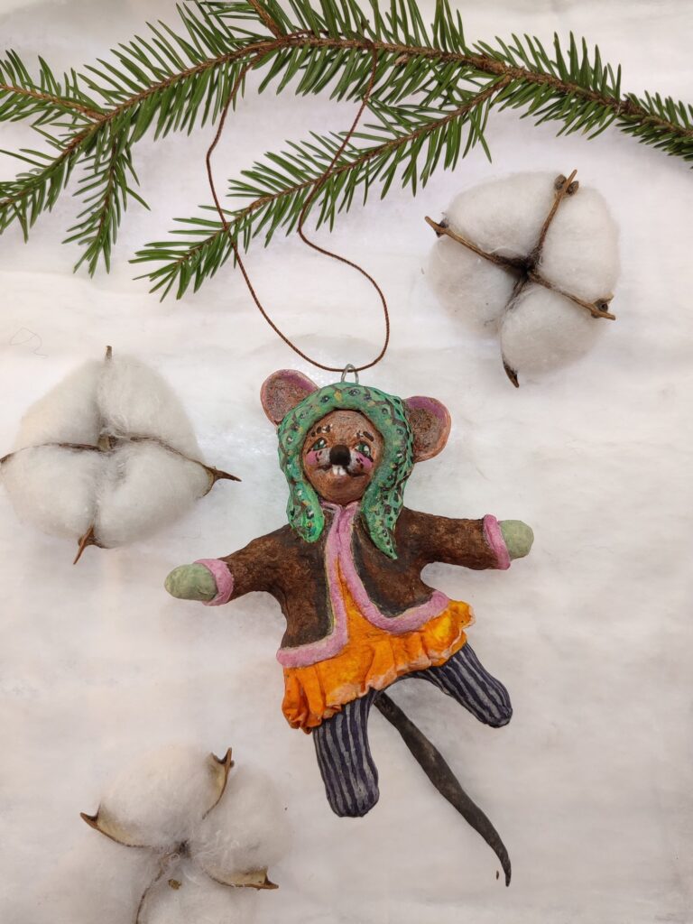 Whimsical Winter Mouse Figurine