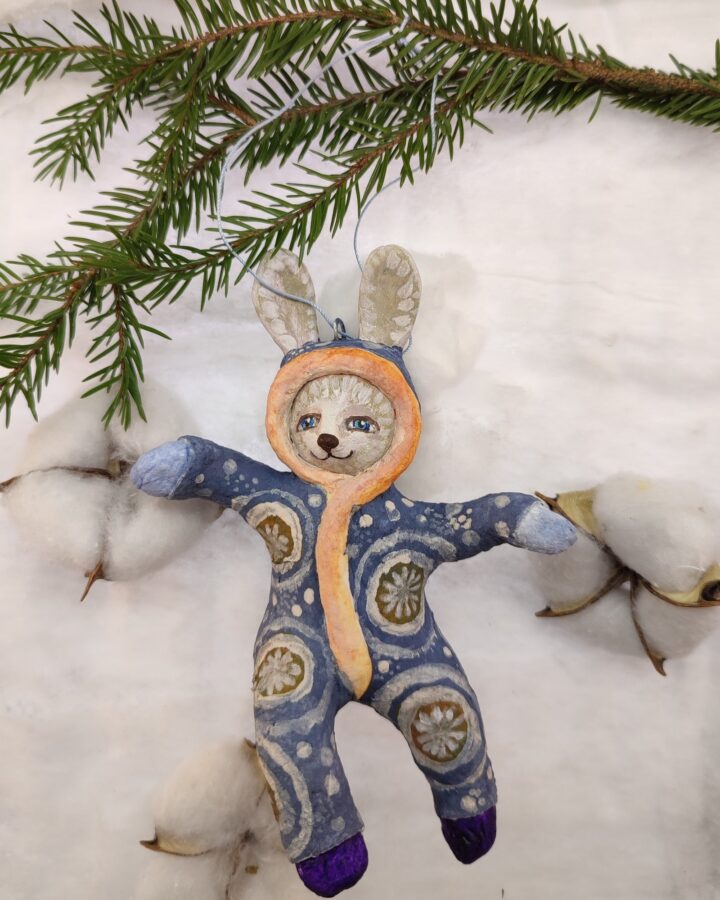 Whimsical Winter Bunny Ornament