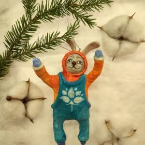 Cheerful Bunny Christmas Ornament