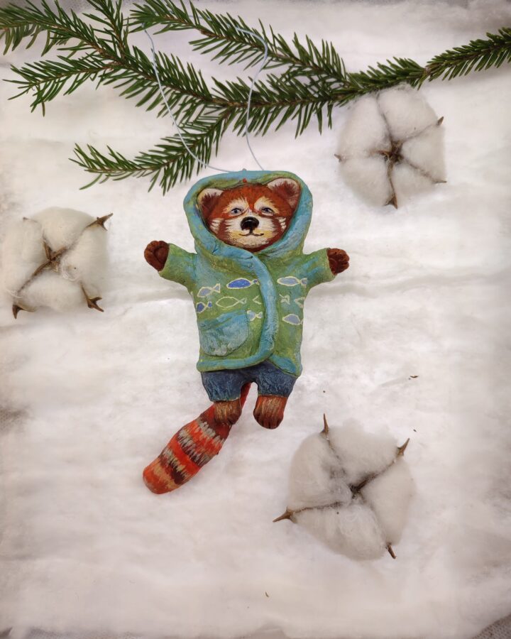 Cozy Red Panda Winter Ornament