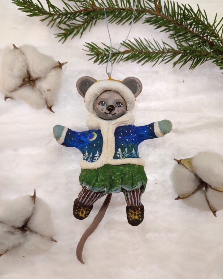 Cozy Winter Mouse Christmas Ornament