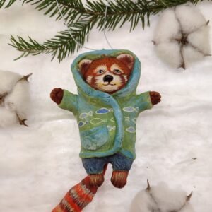 Whimsical Red Panda in Fish Coat Ornament