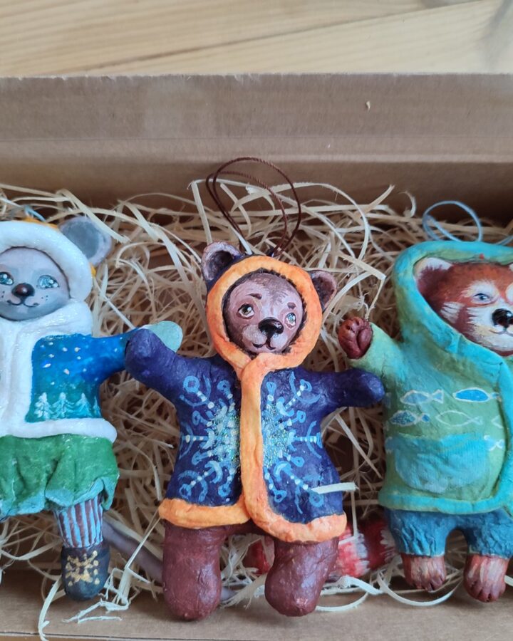 Winter Forest Animal Ornament Trio