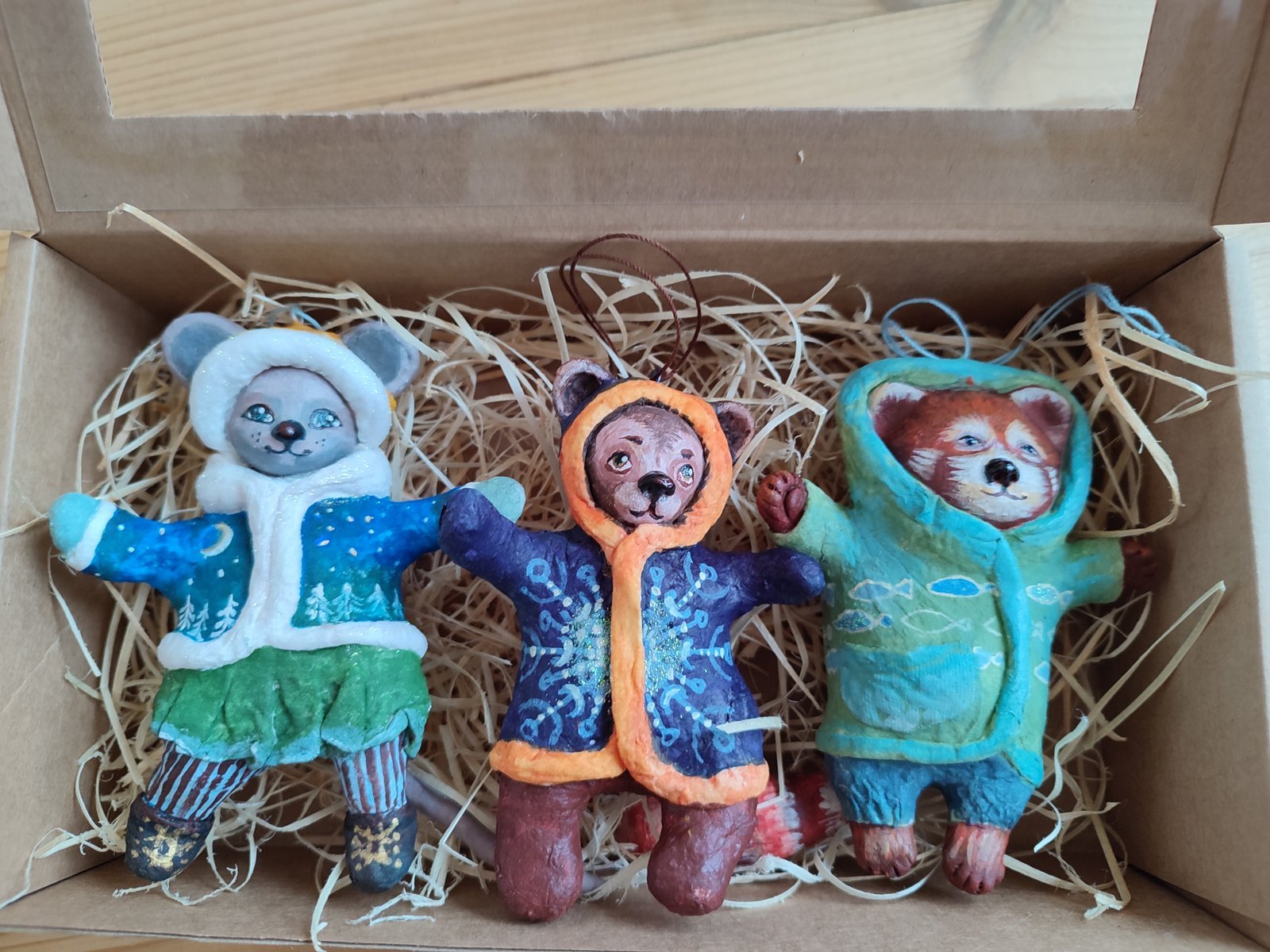 Winter Forest Animal Ornament Trio