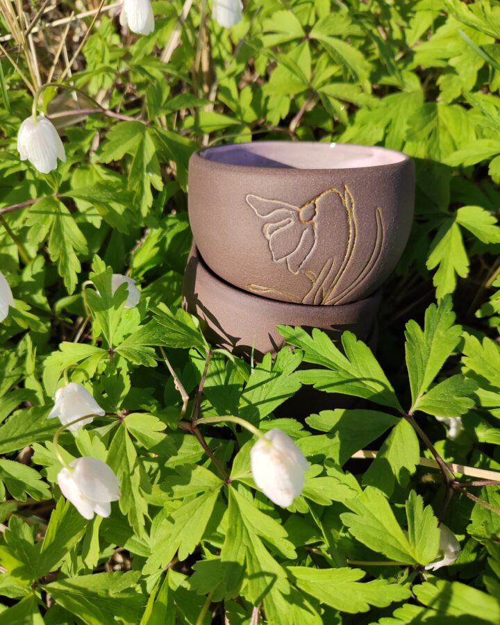 Spring Bloom Etched Tea Cups (Set of 2)