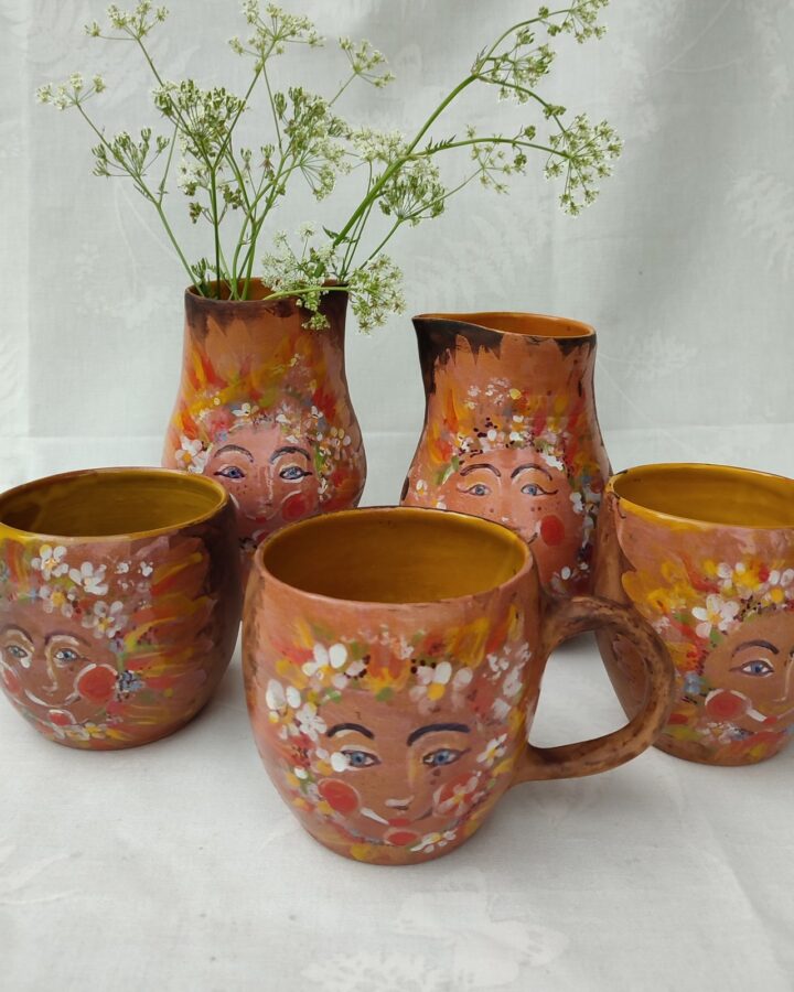Earth Spirit Floral Face Pottery Collection