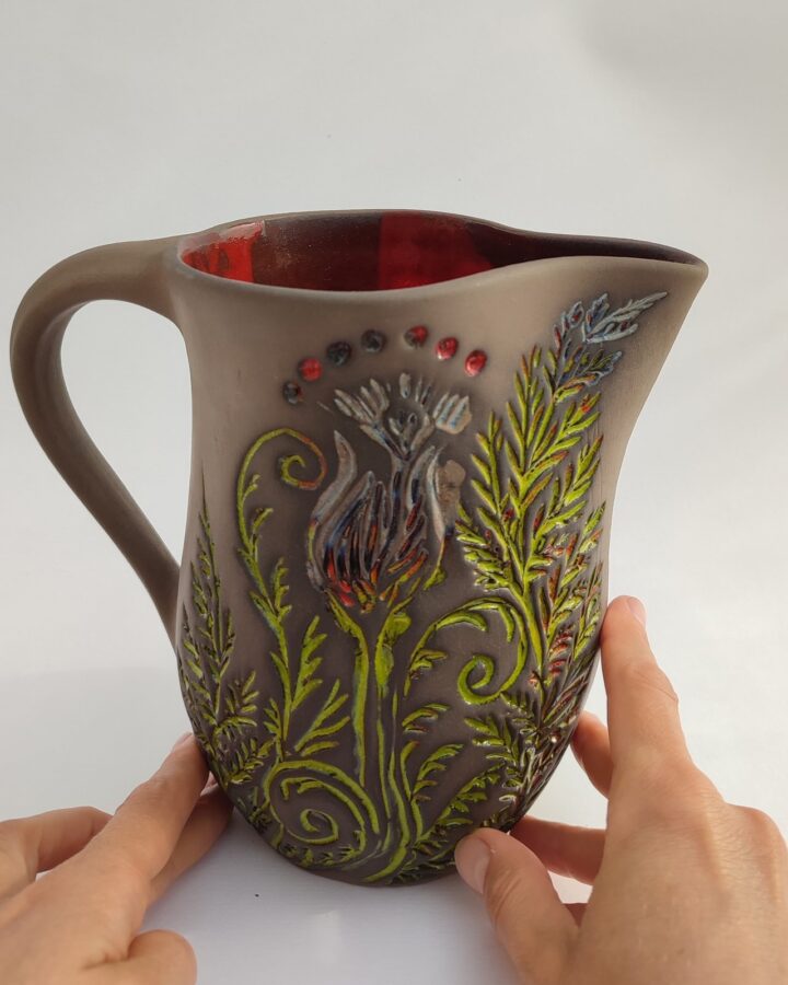 Enchanted Forest Earthenware Pitcher